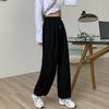 Women's Gray Wide-Leg High Waist Sports Pants with Loose Cuffs - Slimming and Versatile for Autumn/Winter