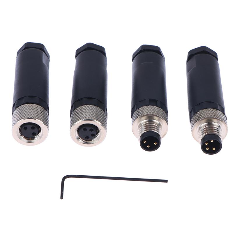 Разъем датчика M8, водонепроницаемый, штекер и гнездо, резьбовая муфта, 3-контактный фланцевый разъем, заднее крепление