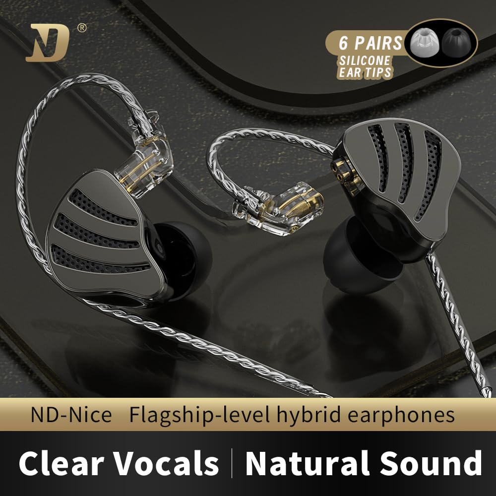Hifi Kingdom ND-NICE Гибридный (1ДД+1БА) Проводные внутриканальные мониторы Черные с микрофоном