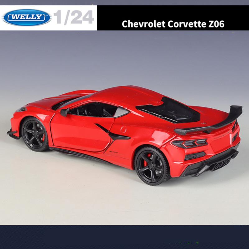 WELLY 1:24 Chevrolet Corvette Z06 2023 Alloy Sports Car Model Diecast Metal Track Racing Car Vehicles Model Simulation Kids Gift