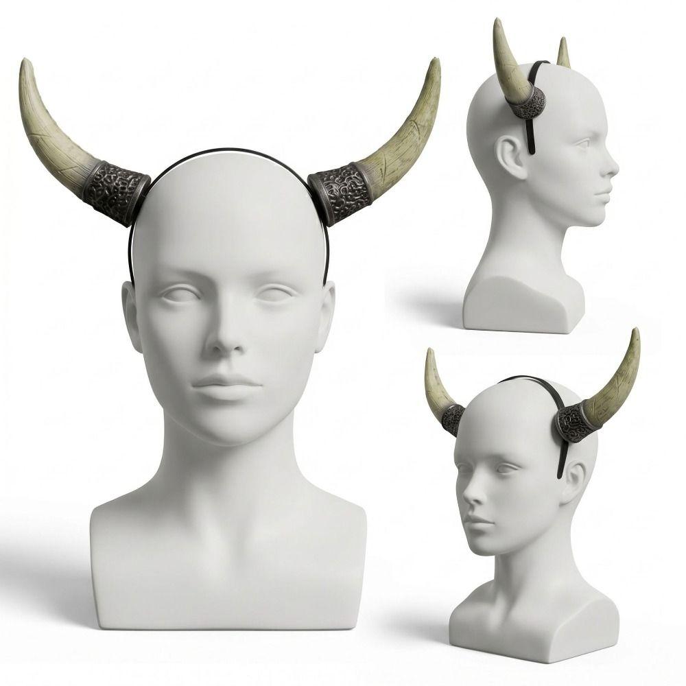 Pu Cosplay Hairband Ox Horn Halloween Hair Hoop Halloween Horns Headband Masquerade Party