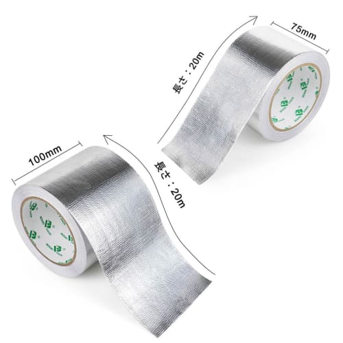BOMEI PACK Heat-Resistant Adhesive Foil Tape, Aluminum Foil, Fiberglass Insulation, Reflective Material, Stainless Steel Tape, 75/100mm*20m