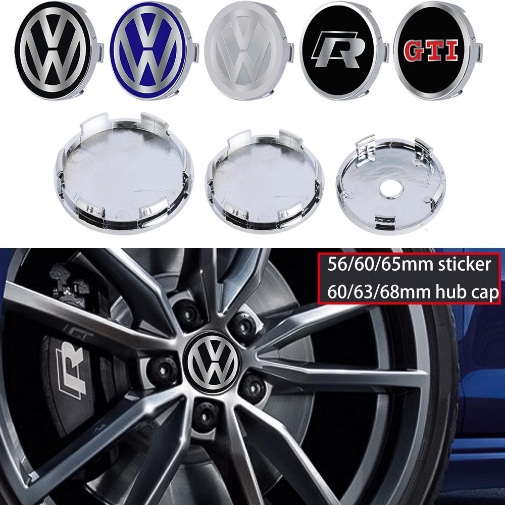 HIJK1 4Pcs/Set 60/63/68mm Car Wheel Center Hub Cover Badge Emblem For VW Golf Caddy Passat GTI Lavida Sagitar R32 R Auto Accessories