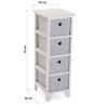 Armoire Étagère de salle de bain Oxford - 72 x 30 x 25 cm - Commode avec 4 tiroirs de rangement en Bois - Blanc - Versa