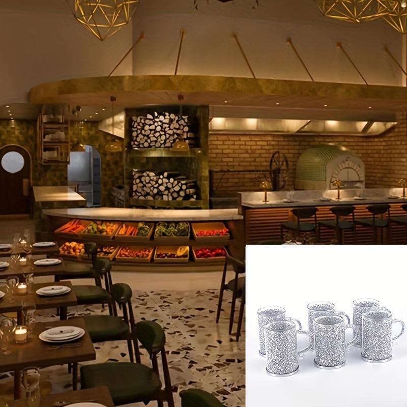 Набор из 6 ослепительных стеклянных кружек с бриллиантами — высокая боросиликатная термостойкость для кофе, чая и напитков — идеально подходит для кафе, ресторанов и дома