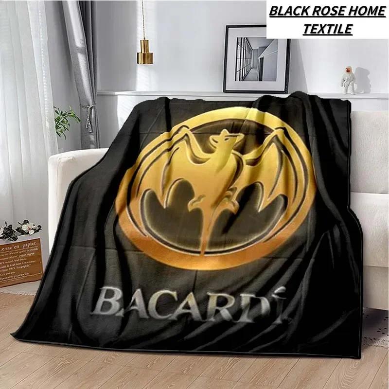 Fashionable Art Print Bacardi Rum Logo Blanket Family Bedroom Bed Sheet Outdoor Car Travel Camping Picnic Plush Sleeping Blanket