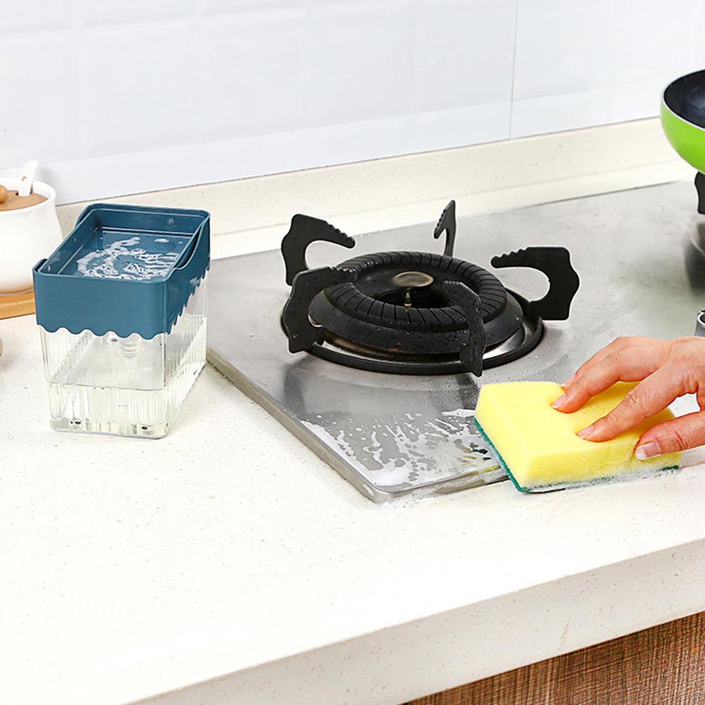 Диспенсер для жидкого мыла прессового типа с держателем для губки, легко заполняемая коробка для жидкого мыла для столешницы