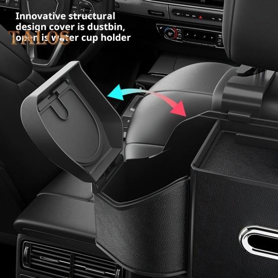 Ящик для хранения на заднем сиденье автомобиля, органайзер для хранения на заднем сиденье автомобиля с 2 держателями для стаканов, многофункциональный, экономит место в салоне автомобиля для внедорожников, фургонов, грузовиков