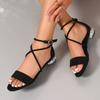 Модные сандалии с ремешком на пряжке для женщин 2025 Лето Новые с круглым носком Открытый носок Уличная обувь Универсальная Нескользящая Обувь на низком каблуке