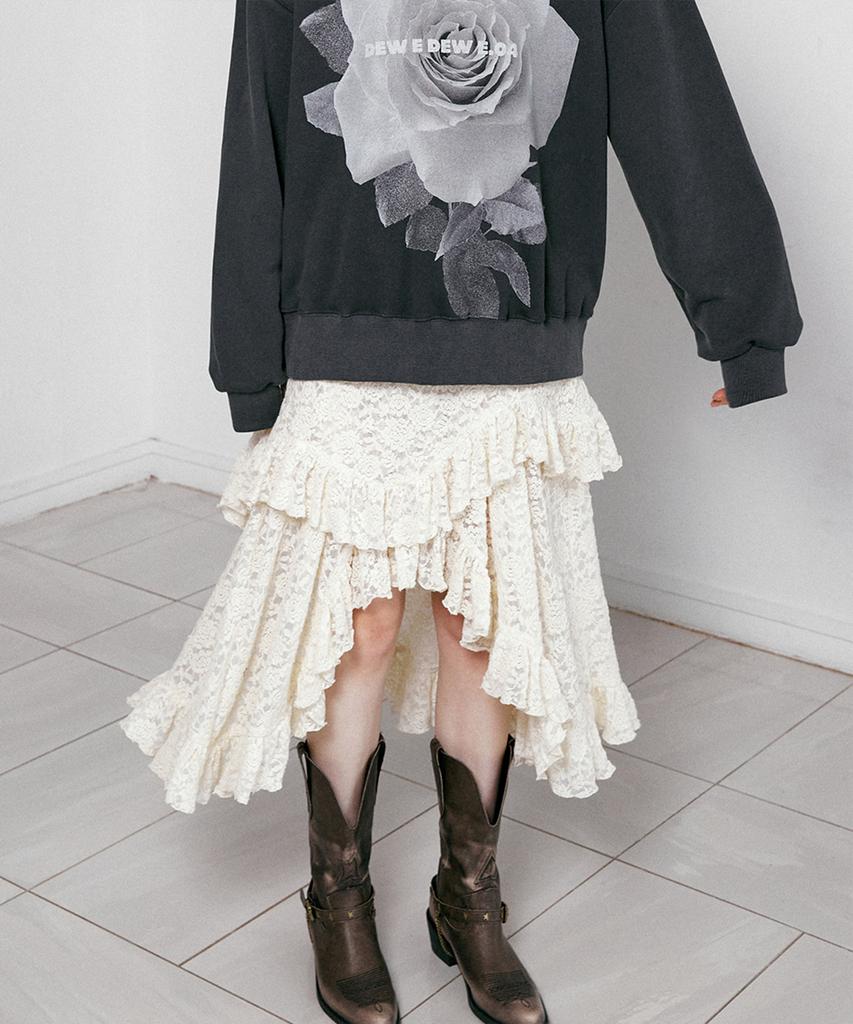 DEWEDEWE Lace Tiered Skirt (2 Colors)
