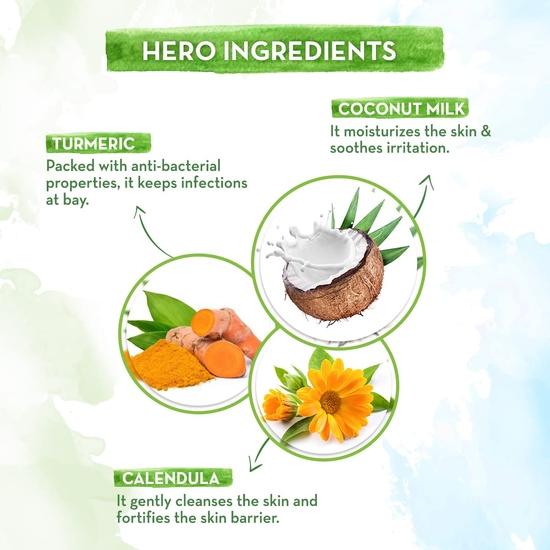 Mamaearth Гель для душа Coco Soft для младенцев с кокосовым молоком и куркумой - 400 мл