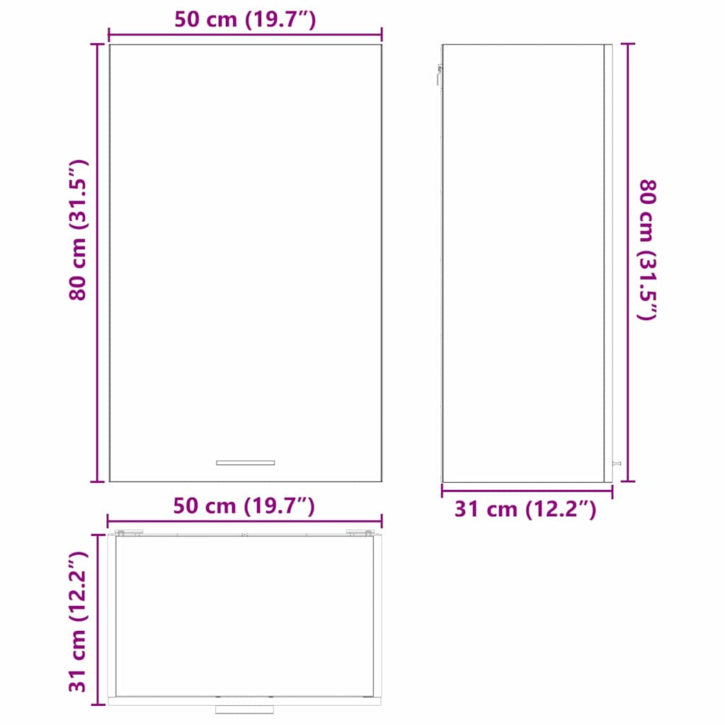Hanging Cabinet Gray Sonoma and White 50 x 31 x 80 cm Particleboard