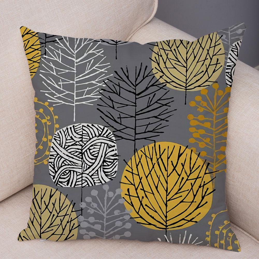 Абстрактное искусство, декоративная наволочка с геометрическим растением, деревом, цветком, диван, домашняя автомобильная наволочка