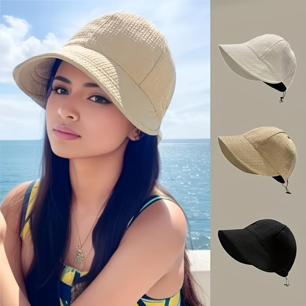 Women's Drawstring Waffle Pattern Baseball Cap, Fashionable Sun Protection Beach Travel Sun Hat for Spring & Summer