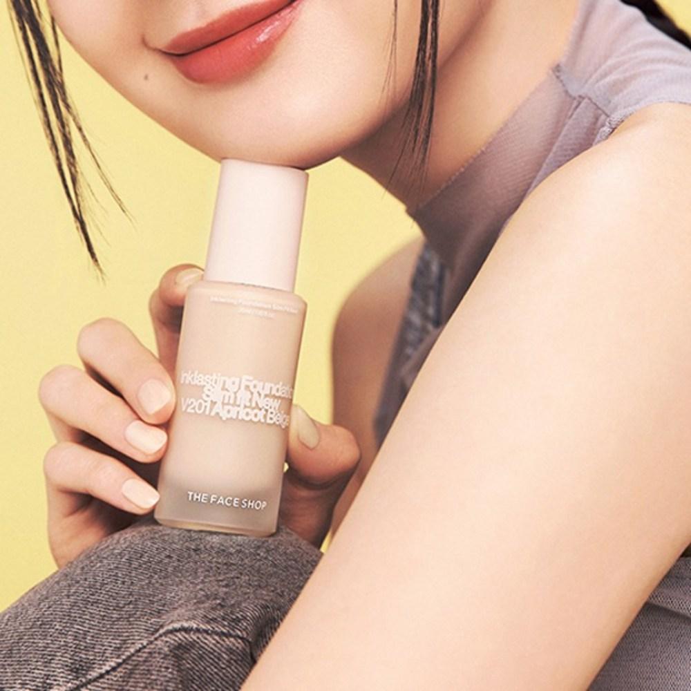 The Face Shop Ink Lasting Foundation Healthy Glow, N201 Apricot Beige, 1 Piece
