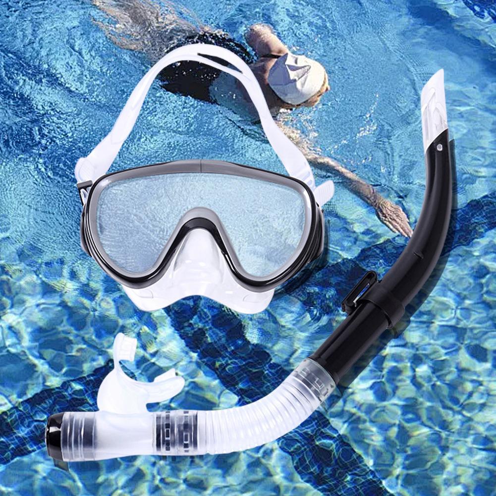 Diving Mask & Snorkel Set Adjustable Scuba Diving Mask No Leakage Dry Snorkel Set for Swimming Snorkeling