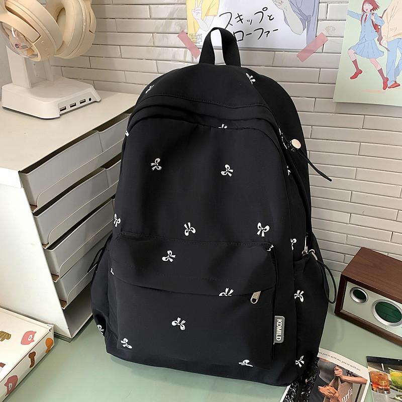 Modern Korea Pastel Butterfly Bow Printed Backpack With Nylon Material For School And Daily Use