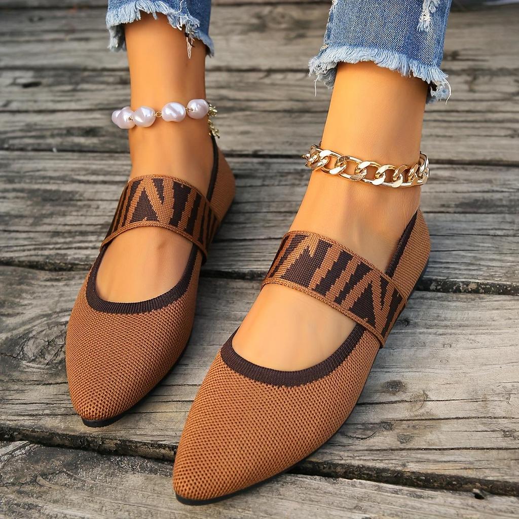 Women Vintage Plus Size 43 Flat Heel Solid Color Flying Woven Casual Pointed Shallow Mouth Single Shoes Comfort