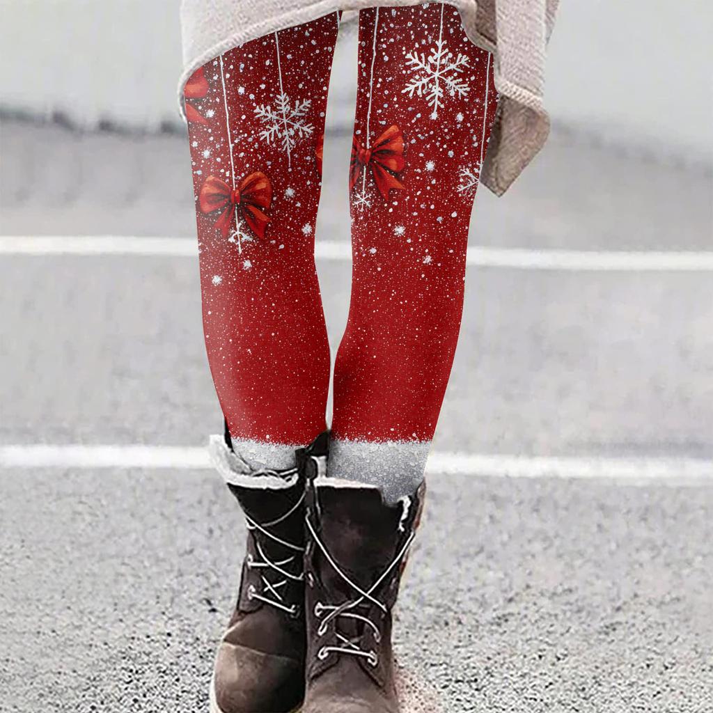 Женские рождественские облегающие эластичные повседневные брюки для йоги
