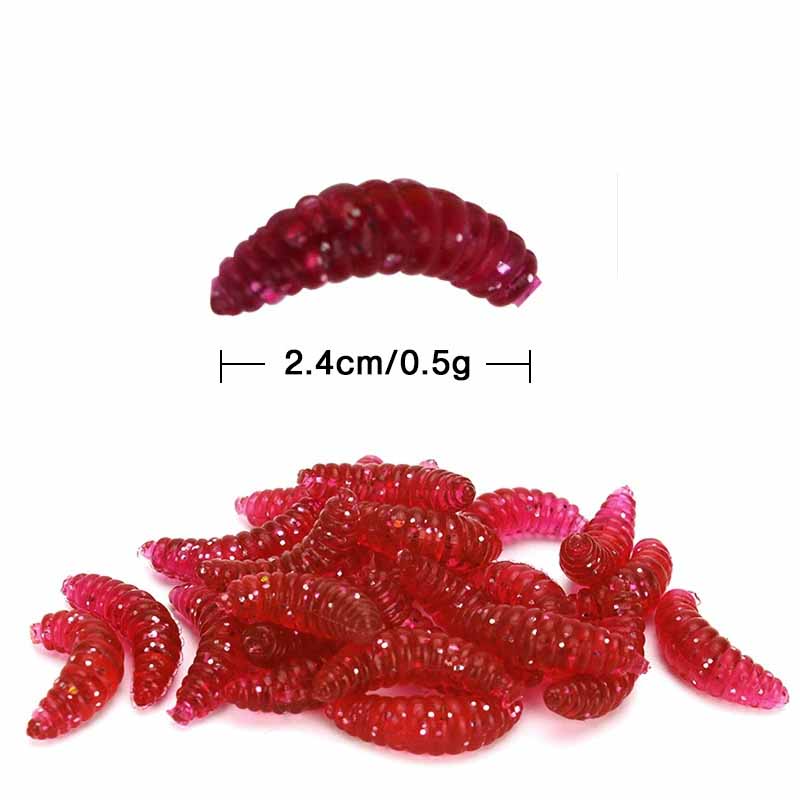 2.4см 0.4г Светящийся в темноте опарыш Мягкая приманка Реалистичная приманка для рыбалки на форель, солнечника Медленно тонущий Рыболовный Искусственный червь