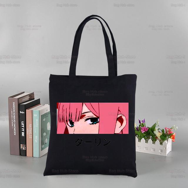 ZERO TWO аниме черные женские сумки холст Darling in the Franxx Tote сумки для покупок многоразовая сумка для покупок эко складная