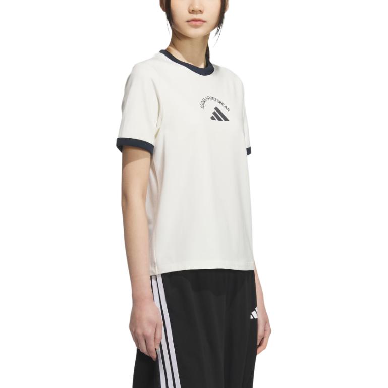 adidas Футболка с коротким рукавом, круглым вырезом, простая, повседневная, женский топ KC0058