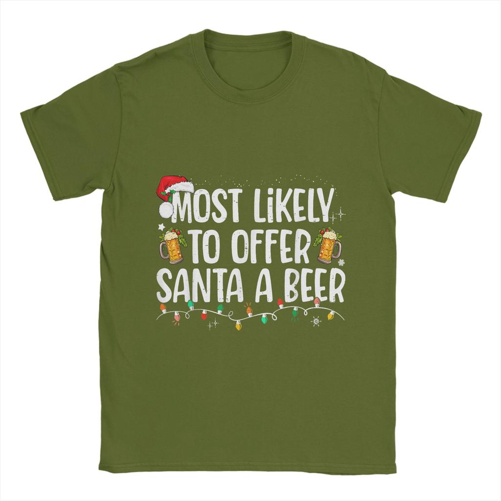 Funny Christmas and beer T-Shirts Men O Neck 100% Cotton T Shirts Short Sleeve Tees Summer Clothes