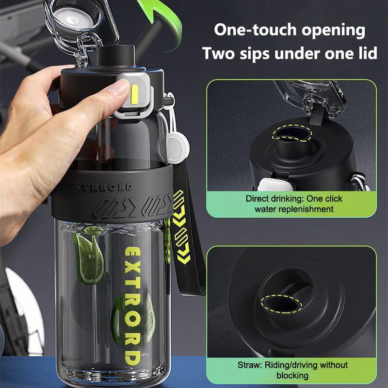 800/1200Ml Sports Water Bottle - High Temp Resistant, Leakproof, With Straw & Direct Drinking For Outdoor