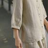 Deer and Andi summer new linen shirt women's seven-quarter-sleeved new Chinese high-end shirt loose cardigan top