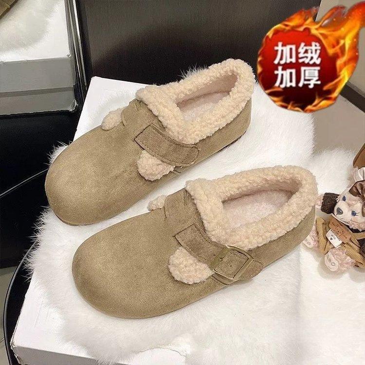 Винтажные хлопковые туфли Birkenair с бархатом, теплые осенью и зимой, пушистые туфли, туфли-лодочки с матовой пряжкой, удобные снегоступы