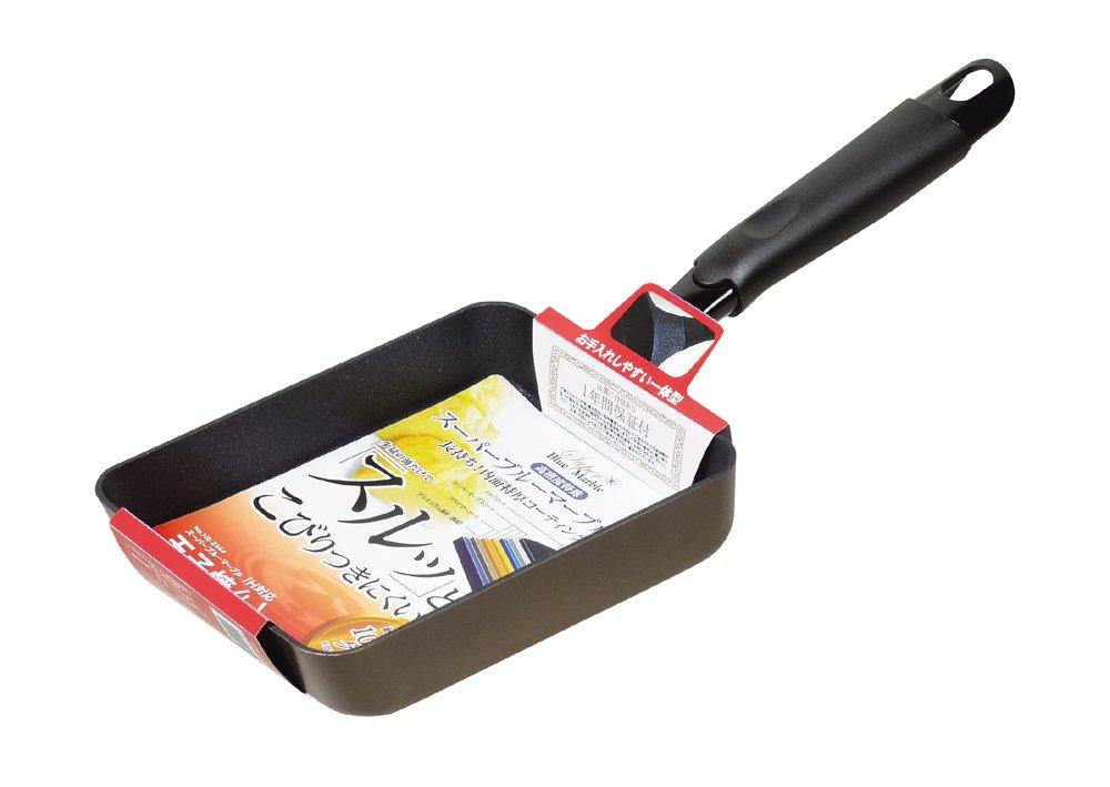 Сковорода Тамагояки из жемчужного металла 13 x 18 см, совместимая с IH Тамагояки, супер синий мрамор, HB-2544