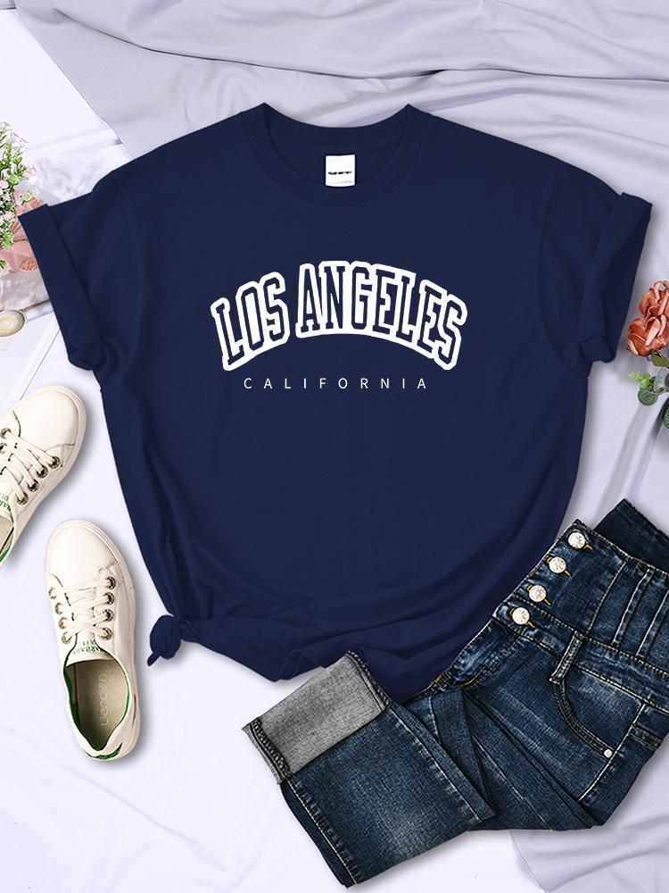 Los Angeles California Funny Letter Print Womens T-Shirt Street Breathable Short Sleeve Fashion Casual Clothes Summer Tshirts