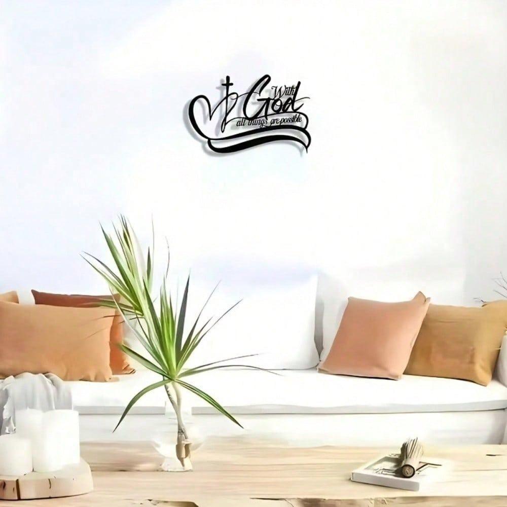 Elegant And Simple "With God, All Things Are Possible" Metal Wall Art - Perfect For Homes, Offices, Etc.