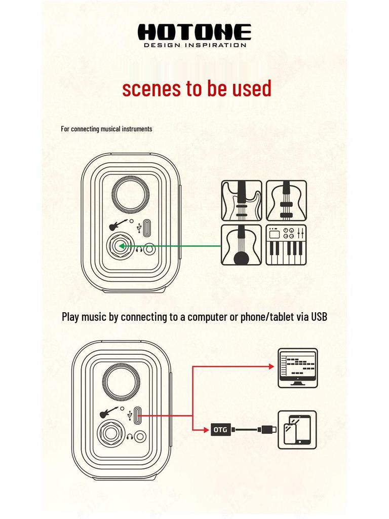 Hotone Pulze Mini Bluetooth Electric Guitar & Bass Amplifier/Speaker for Outdoor Performance