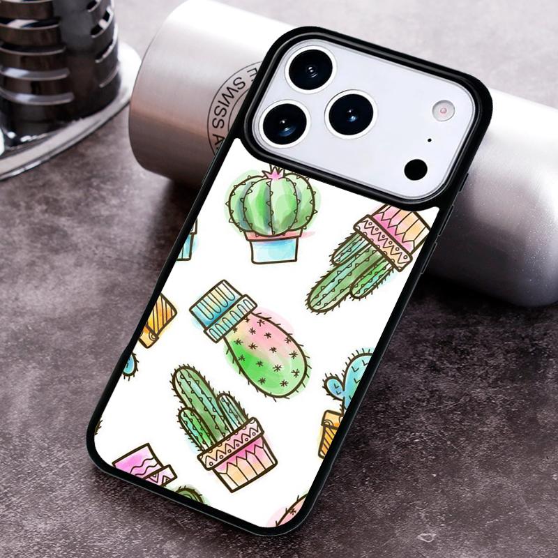 Plant Cactus Phone Case for iPhone 17 16 15 Pro Max Air 14 13 12 11 Plus Shockproof Capa Cover