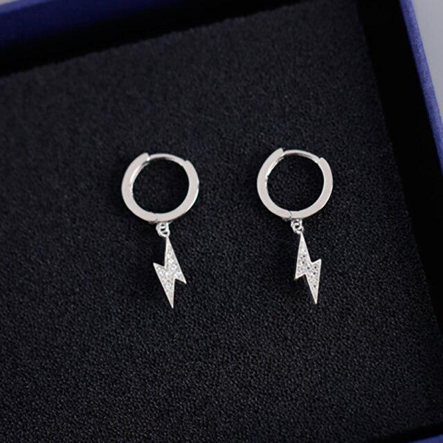 100% 925 пробы серебро маленькие круглые золотые молнии циркониевые серьги-кольца клипсы для женщин Pendientes геометрические