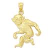 10k or 14k Solid Gold Year of the Monkey Zodiac Jewelry Gift Yellow Men's Pendant, (14k Gold)