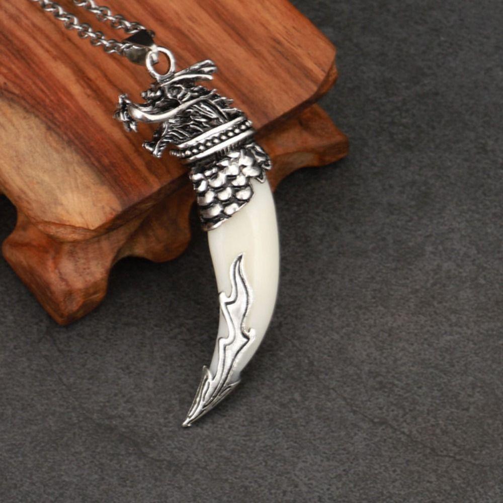 Ожерелье из цинкового сплава с клыками волка, натуральный зуб, тибетский амулет, новое ожерелье, ювелирное изделие