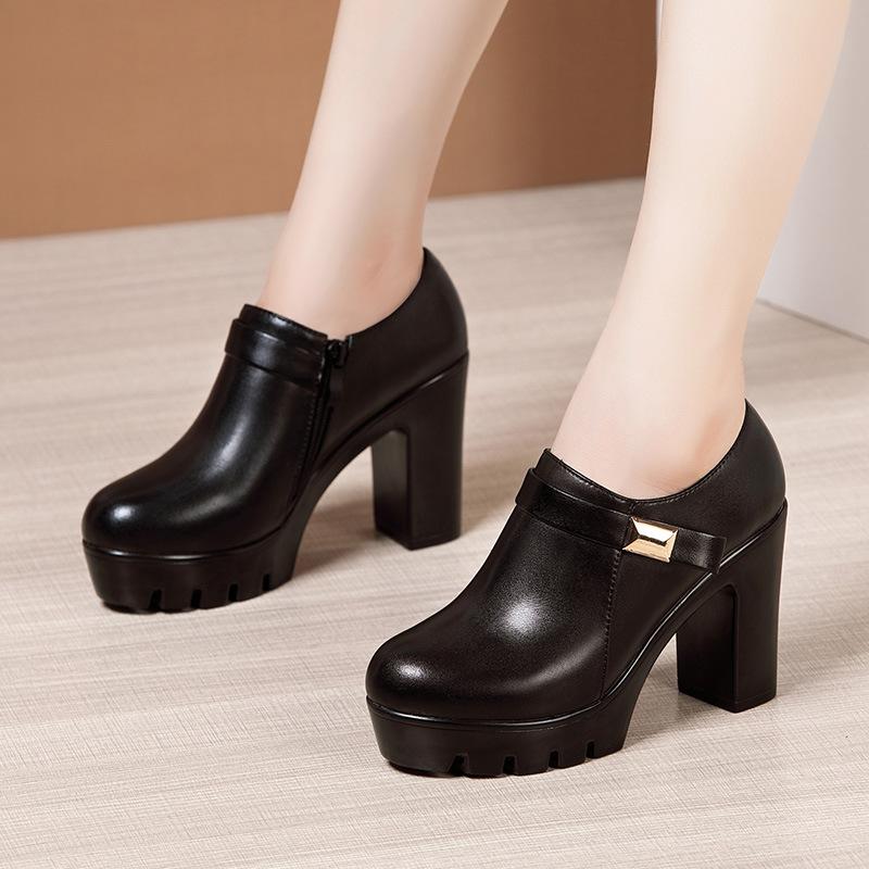 Women Pumps High Heels Deep Mouth Platform Heels Fashion Black Office Shoes Large Size Ladies Shoes Fall Winter Female Shoes