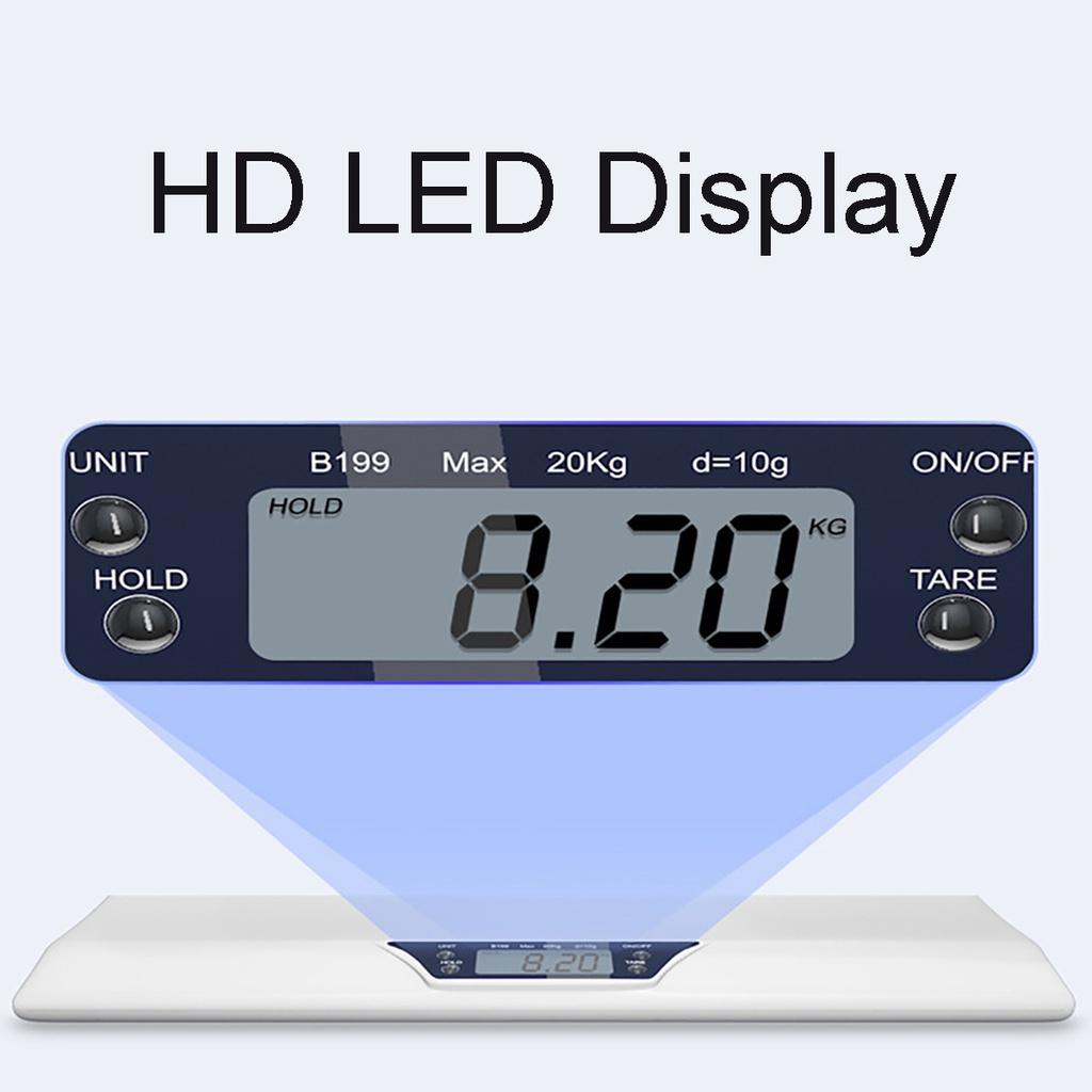 20 кг Макс Весы для новорожденных собак и кошек Многофункциональные умные электронные весы для взвешивания младенцев Светодиодный дисплей Бытовой измерительный инструмент 21,65*13,19*1,78""