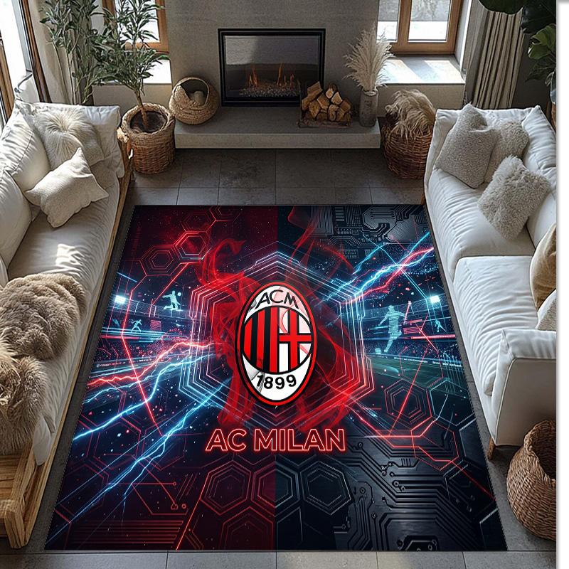 Фланелевый ковер с принтом AC Milan, нескользящий, мягкий, из полиэстера, для пола, декоративный коврик для спальни, гостиной, дивана, игровой комнаты, домашний декор