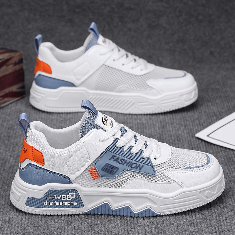 Men's Summer New Board Shoes with Breathable Mesh for Sports and Leisure Trendy and Versatile for Teenagers White Men's Shoes