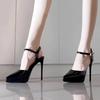 Fashion 2025Summer New Waterproof Platform  Stiletto Toe Pointed Nude Hollow High Heel Sandals  Women Shoes