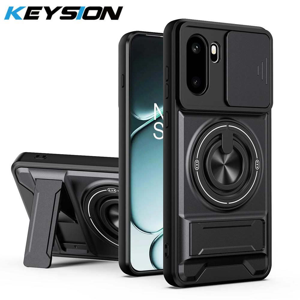 KEYSION Магнитный чехол для телефона для OnePlus 15R 5G 1+ Ace 6 6T Слайдер Защита камеры Вертикальная подставка Кольцо Ударопрочная задняя крышка
