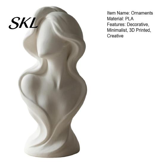 Matte White Decorative Figurine 3D Printed Minimalist Woman Statue, Abstract Faceless Portrait Sculpture Ornament, Desktop Art for Home Decor