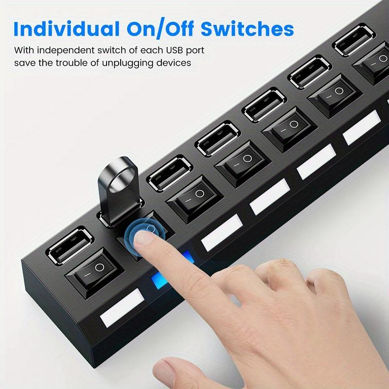 7 портов/4 порта светодиодный USB 2.0 адаптер-концентратор переключатель включения/выключения питания для портативного компьютера
