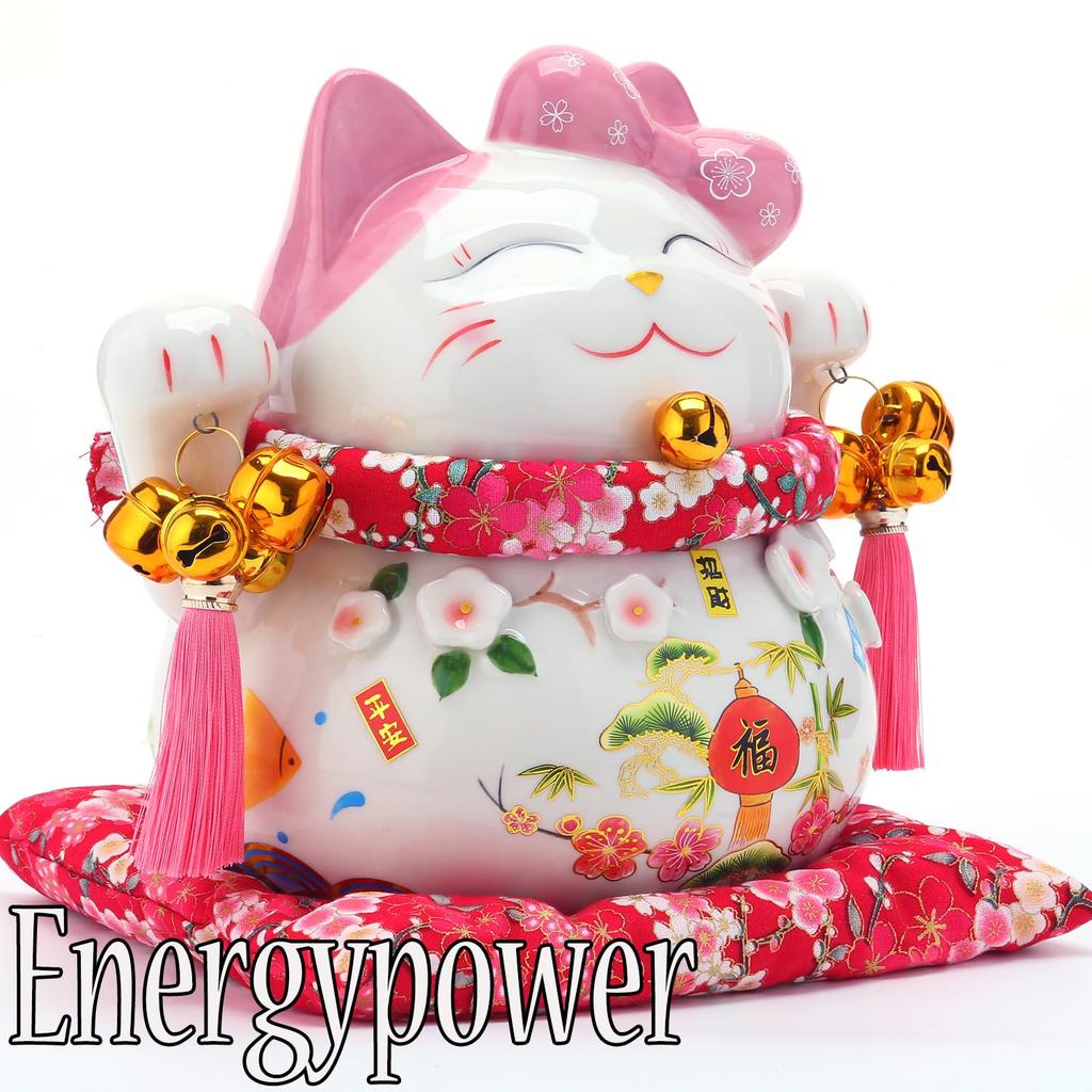 EnergyPower Maneki Neko Премиум Белый Фарфор Sho Chiku Plum Большой Размер С Подушкой Копилка Фарфор Luck Luck Manekineko Ручная Роспись Ручной Работы