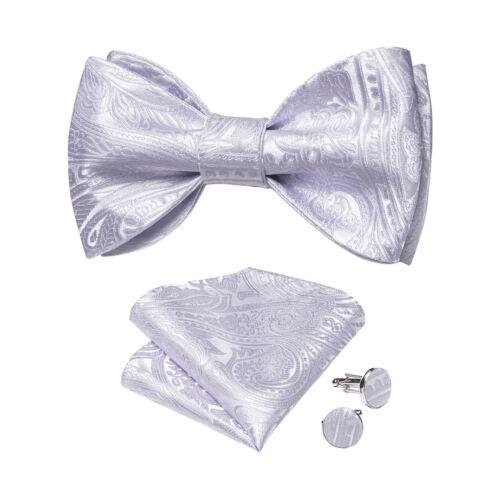 Мужской шелковый галстук-бабочка, синий регулируемый галстук-бабочка, набор запонок с цветочным принтом пейсли