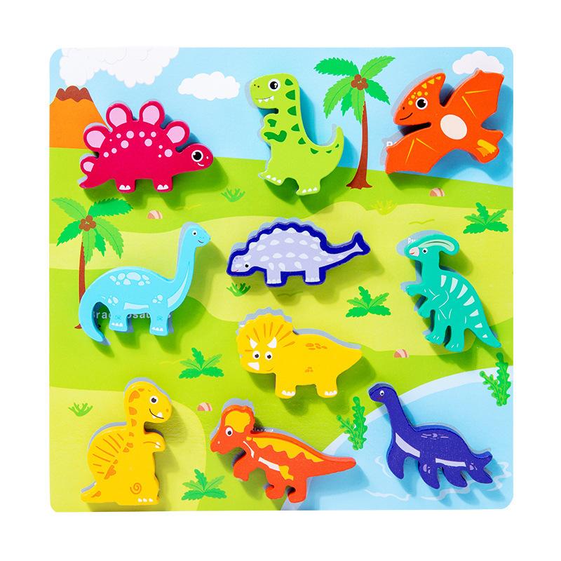 Wooden Montessori Toys Animal Transportation Sea Animal Fruits Early Education Fun 3D Paste Puzzle Toys for Children's Kids Gift