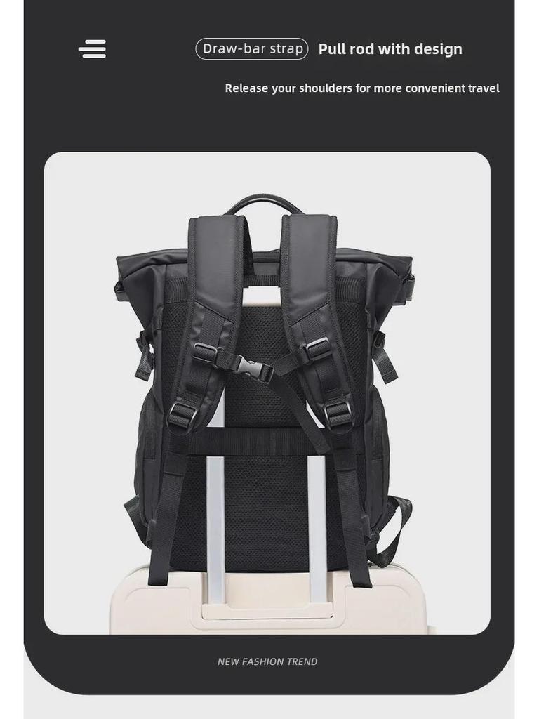 Men's High-End Fashion Laptop Backpack - Large Capacity, Waterproof Oxford Cloth, Stylish Schoolbag